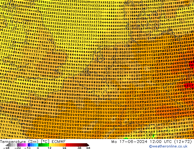 Sıcaklık Haritası (2m) ECMWF Pzt 17.06.2024 12 UTC