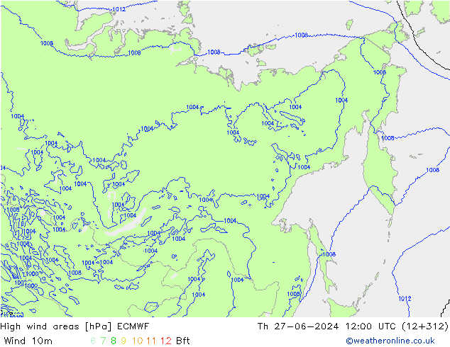 Windvelden ECMWF do 27.06.2024 12 UTC