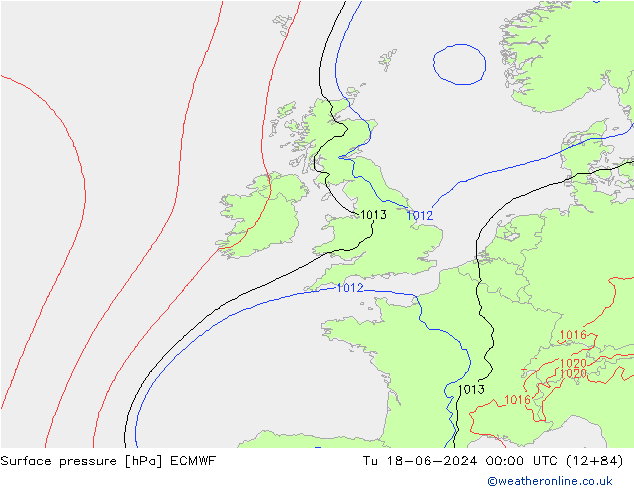 приземное давление ECMWF вт 18.06.2024 00 UTC