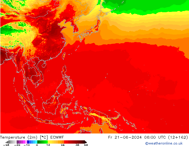 Temperatura (2m) ECMWF Sex 21.06.2024 06 UTC
