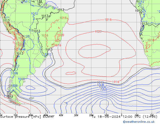 Yer basıncı ECMWF Sa 18.06.2024 12 UTC