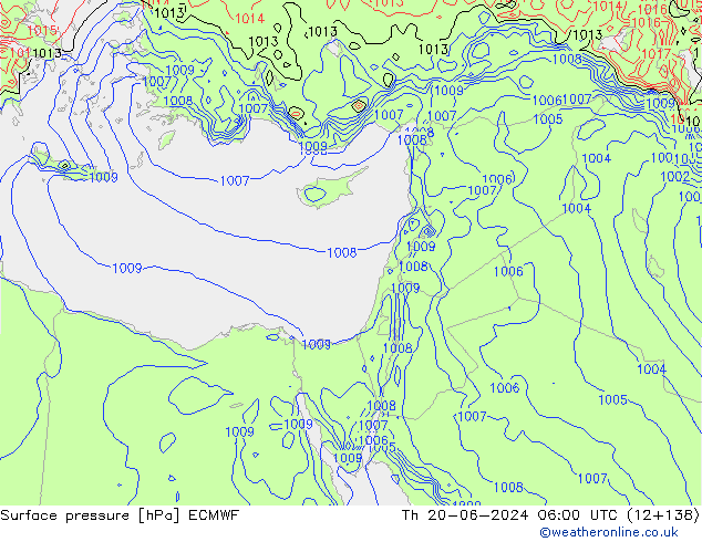 Surface pressure ECMWF Th 20.06.2024 06 UTC