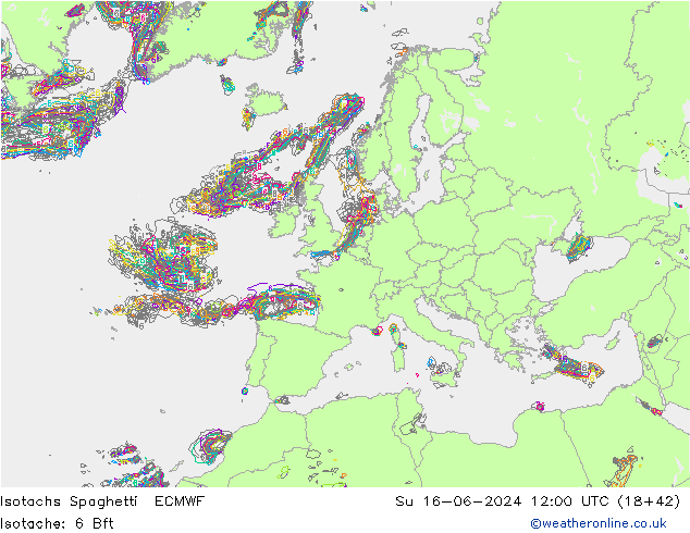 Eşrüzgar Hızları Spaghetti ECMWF Paz 16.06.2024 12 UTC