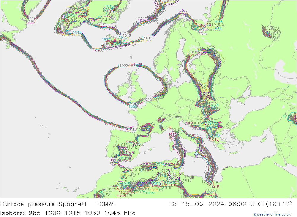 Yer basıncı Spaghetti ECMWF Cts 15.06.2024 06 UTC