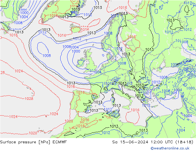 Luchtdruk (Grond) ECMWF za 15.06.2024 12 UTC