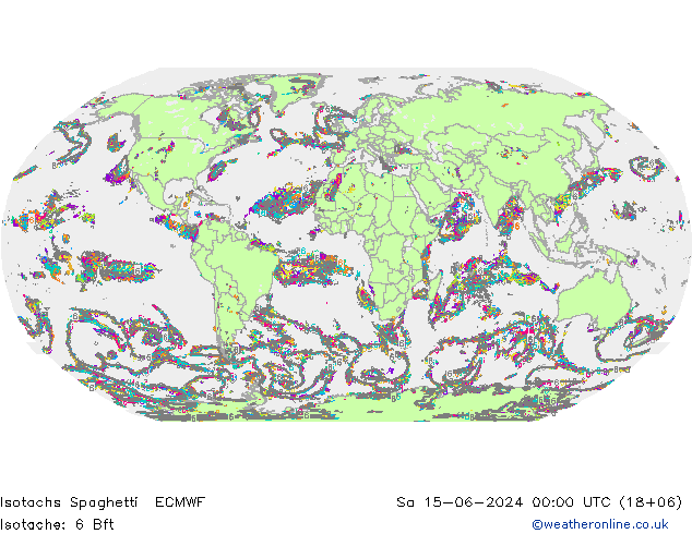 Isotachs Spaghetti ECMWF Sa 15.06.2024 00 UTC