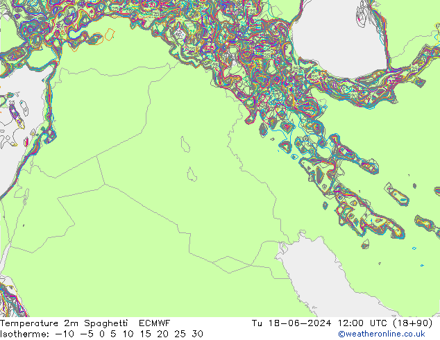 Sıcaklık Haritası 2m Spaghetti ECMWF Sa 18.06.2024 12 UTC