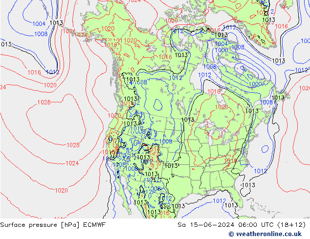 Atmosférický tlak ECMWF So 15.06.2024 06 UTC