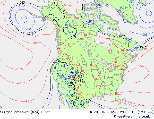 Pressione al suolo ECMWF gio 20.06.2024 18 UTC