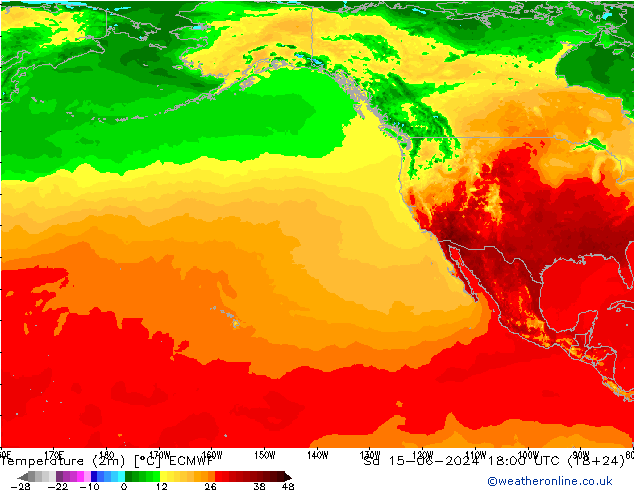 Sıcaklık Haritası (2m) ECMWF Cts 15.06.2024 18 UTC