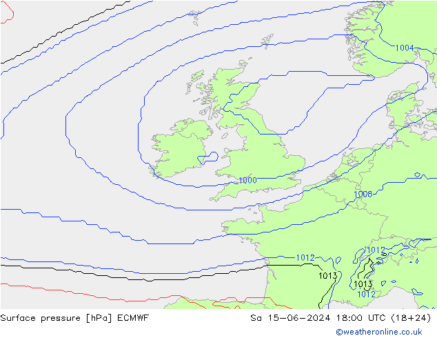 Luchtdruk (Grond) ECMWF za 15.06.2024 18 UTC