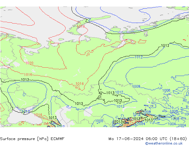 Surface pressure ECMWF Mo 17.06.2024 06 UTC