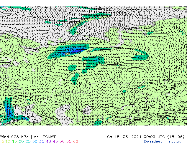 Wind 925 hPa ECMWF So 15.06.2024 00 UTC