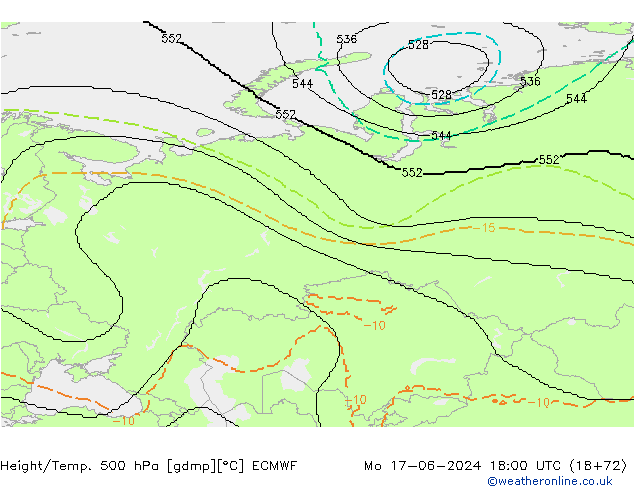 Geop./Temp. 500 hPa ECMWF lun 17.06.2024 18 UTC