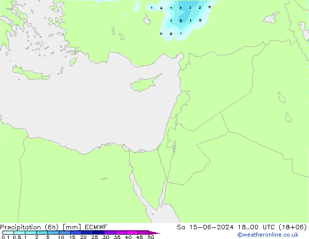 Precipitation (6h) ECMWF So 15.06.2024 00 UTC