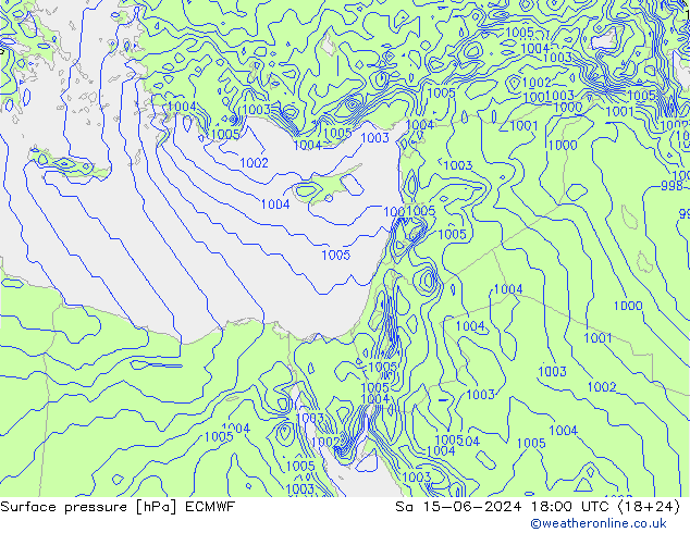 Luchtdruk (Grond) ECMWF za 15.06.2024 18 UTC