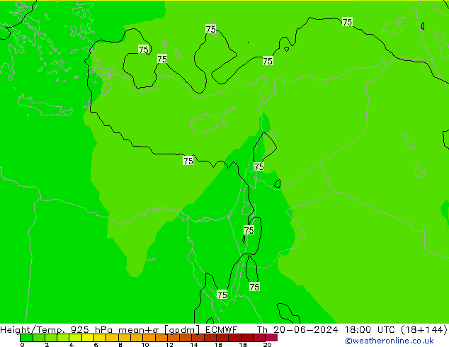 Height/Temp. 925 hPa ECMWF Th 20.06.2024 18 UTC