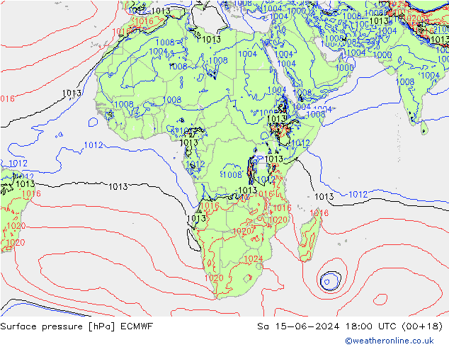 pressão do solo ECMWF Sáb 15.06.2024 18 UTC