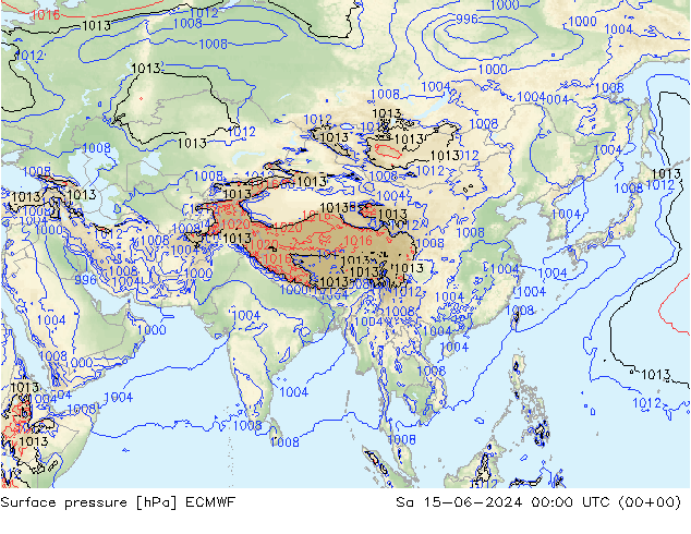 приземное давление ECMWF сб 15.06.2024 00 UTC