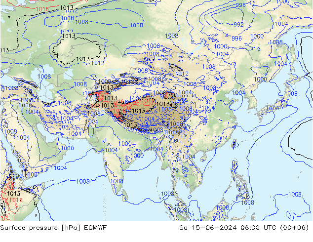 Luchtdruk (Grond) ECMWF za 15.06.2024 06 UTC