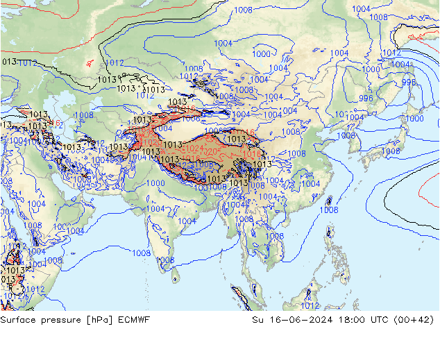 Surface pressure ECMWF Su 16.06.2024 18 UTC