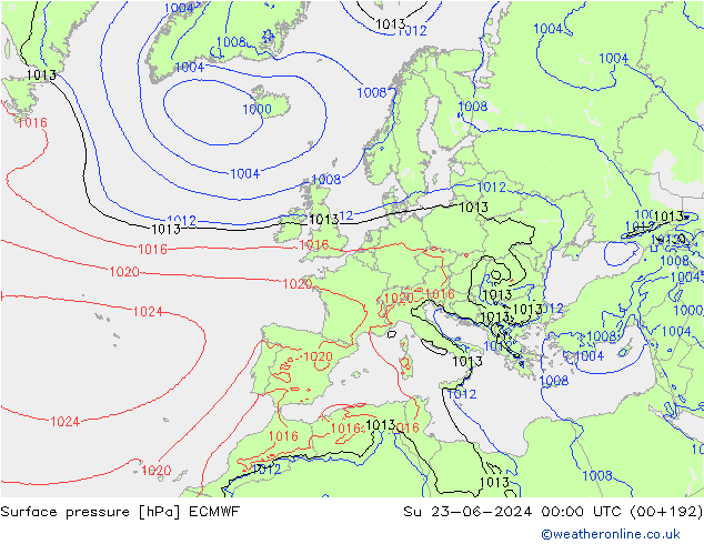Bodendruck ECMWF So 23.06.2024 00 UTC