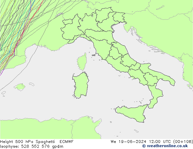 Géop. 500 hPa Spaghetti ECMWF mer 19.06.2024 12 UTC