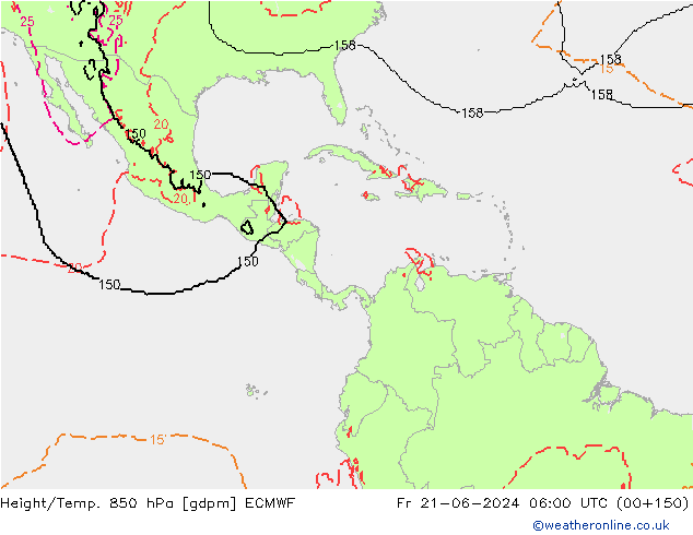 Height/Temp. 850 hPa ECMWF Fr 21.06.2024 06 UTC