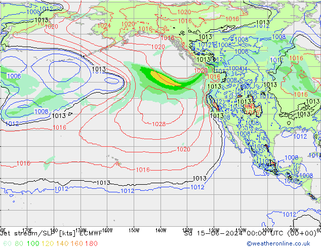 Jet stream ECMWF Sáb 15.06.2024 00 UTC