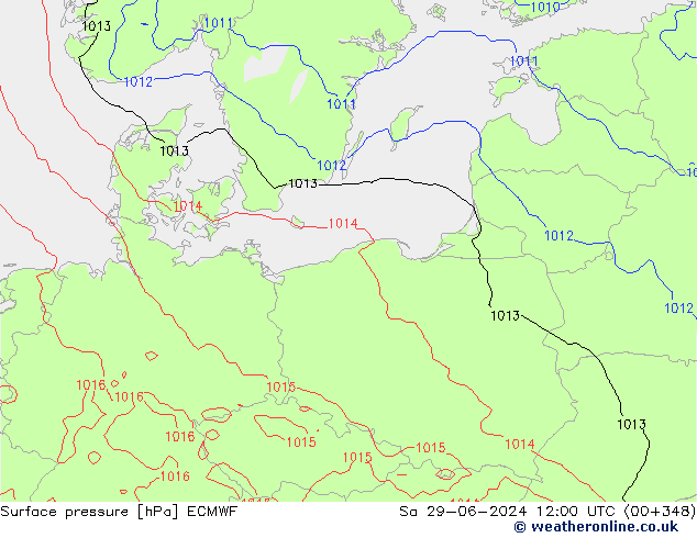 Surface pressure ECMWF Sa 29.06.2024 12 UTC