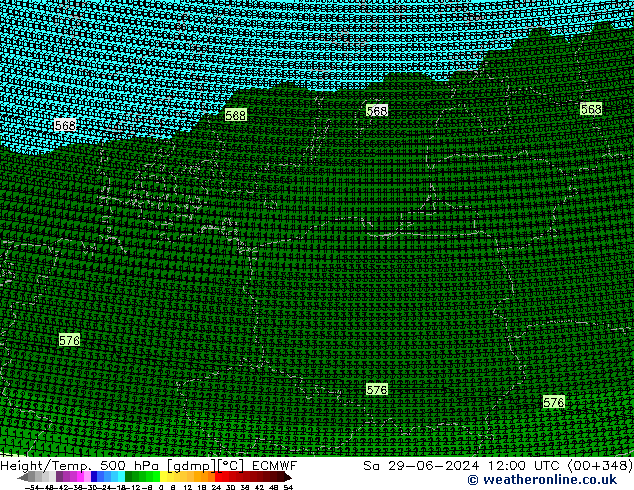 Geop./Temp. 500 hPa ECMWF sáb 29.06.2024 12 UTC