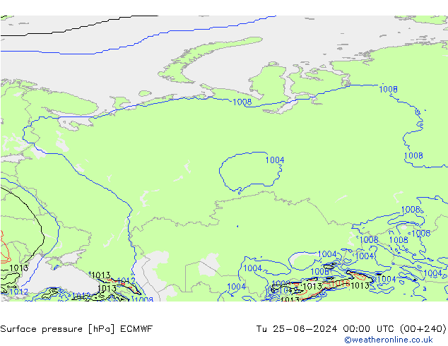 Atmosférický tlak ECMWF Út 25.06.2024 00 UTC