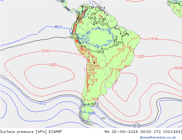 Surface pressure ECMWF We 26.06.2024 00 UTC