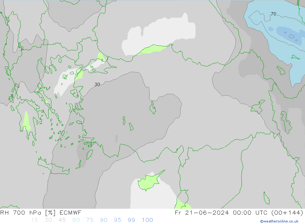 RH 700 hPa ECMWF Fr 21.06.2024 00 UTC