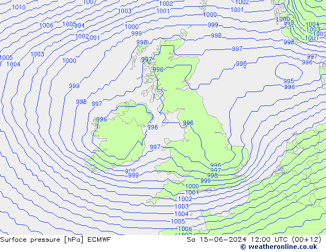 Surface pressure ECMWF Sa 15.06.2024 12 UTC