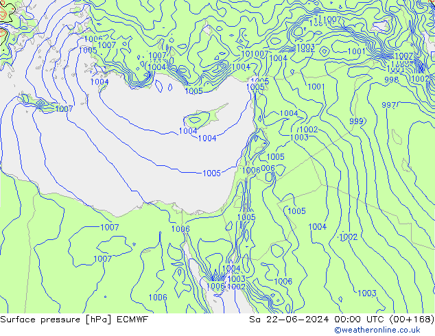 Surface pressure ECMWF Sa 22.06.2024 00 UTC