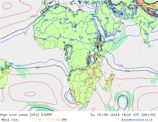 High wind areas ECMWF dom 16.06.2024 18 UTC