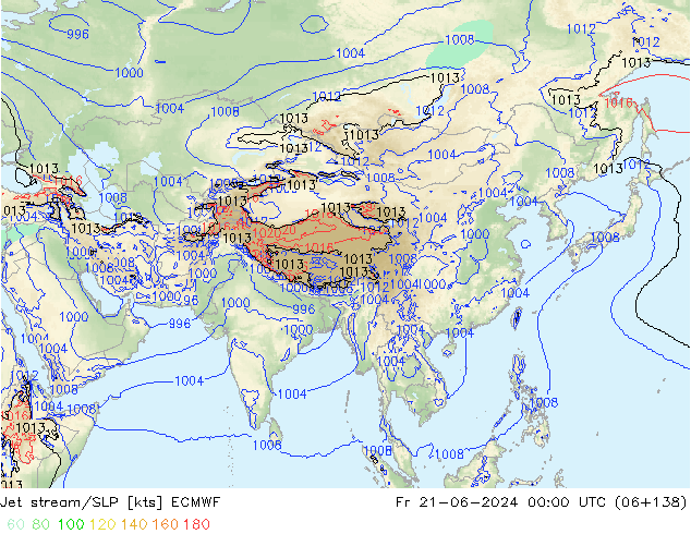 Jet stream/SLP ECMWF Fr 21.06.2024 00 UTC