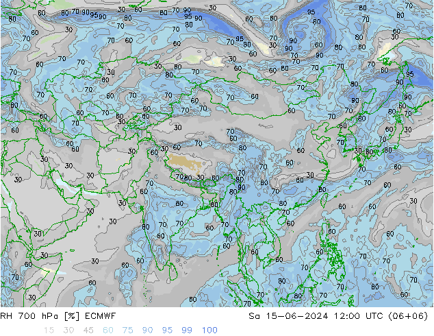 RH 700 hPa ECMWF So 15.06.2024 12 UTC