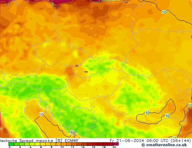 Isotachs Spread ECMWF ven 21.06.2024 06 UTC