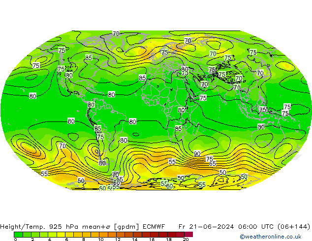 Height/Temp. 925 hPa ECMWF Fr 21.06.2024 06 UTC