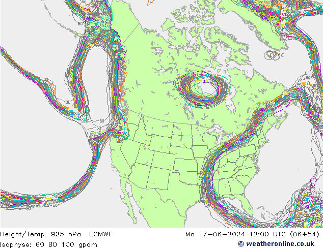 Yükseklik/Sıc. 925 hPa ECMWF Pzt 17.06.2024 12 UTC