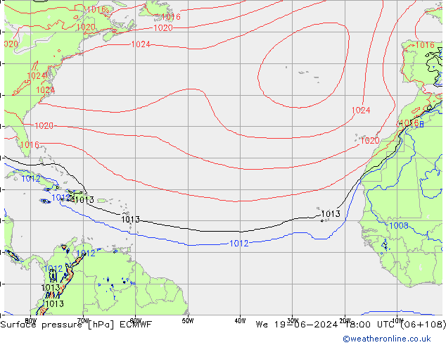 pression de l'air ECMWF mer 19.06.2024 18 UTC