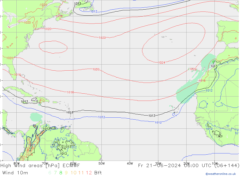 High wind areas ECMWF Sex 21.06.2024 06 UTC