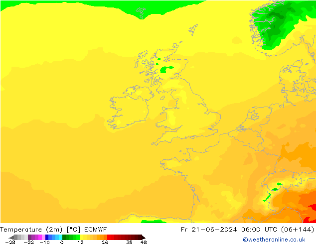 température (2m) ECMWF ven 21.06.2024 06 UTC