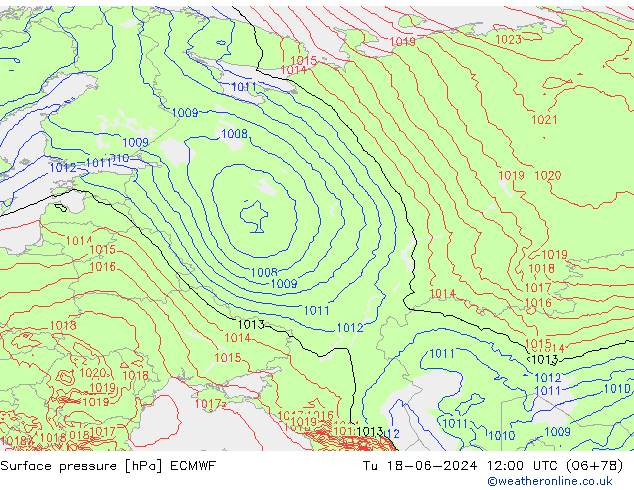 Luchtdruk (Grond) ECMWF di 18.06.2024 12 UTC