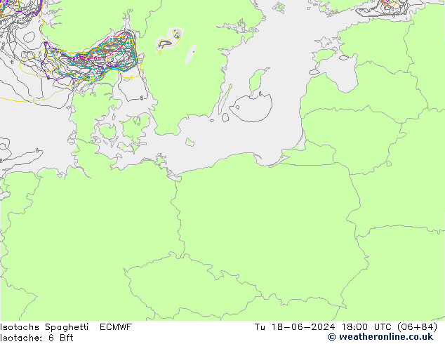 Isotachs Spaghetti ECMWF Út 18.06.2024 18 UTC
