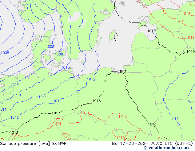 Atmosférický tlak ECMWF Po 17.06.2024 00 UTC