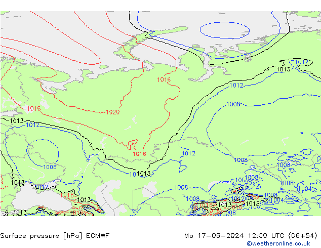 приземное давление ECMWF пн 17.06.2024 12 UTC