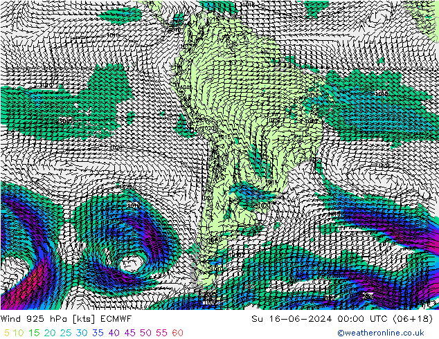 Wind 925 hPa ECMWF Su 16.06.2024 00 UTC